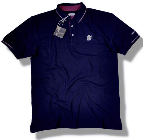 New Lambretta Mod Stripe Trim Pique Polo Shirt Navy  Preview